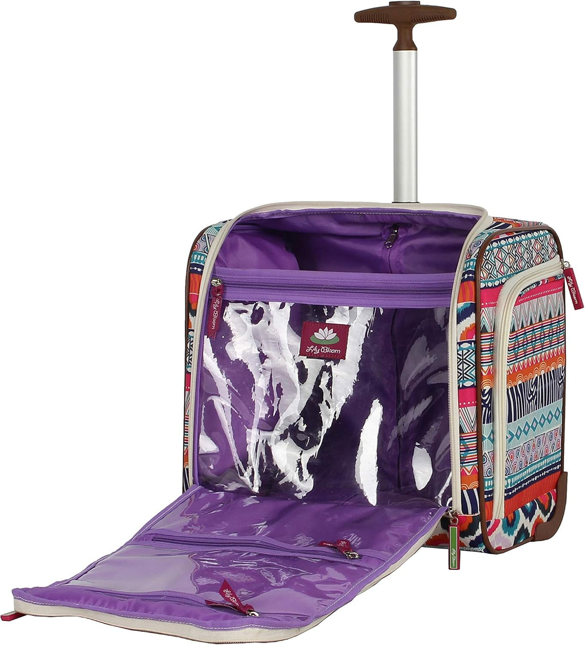 Designer 15 Inch Carry On - Weekender Overnight Business Travel Luggage - Lightweight 2- Rolling Wheels Suitcase - Under Seat Rolling Bag for Women (Furry Friend)
