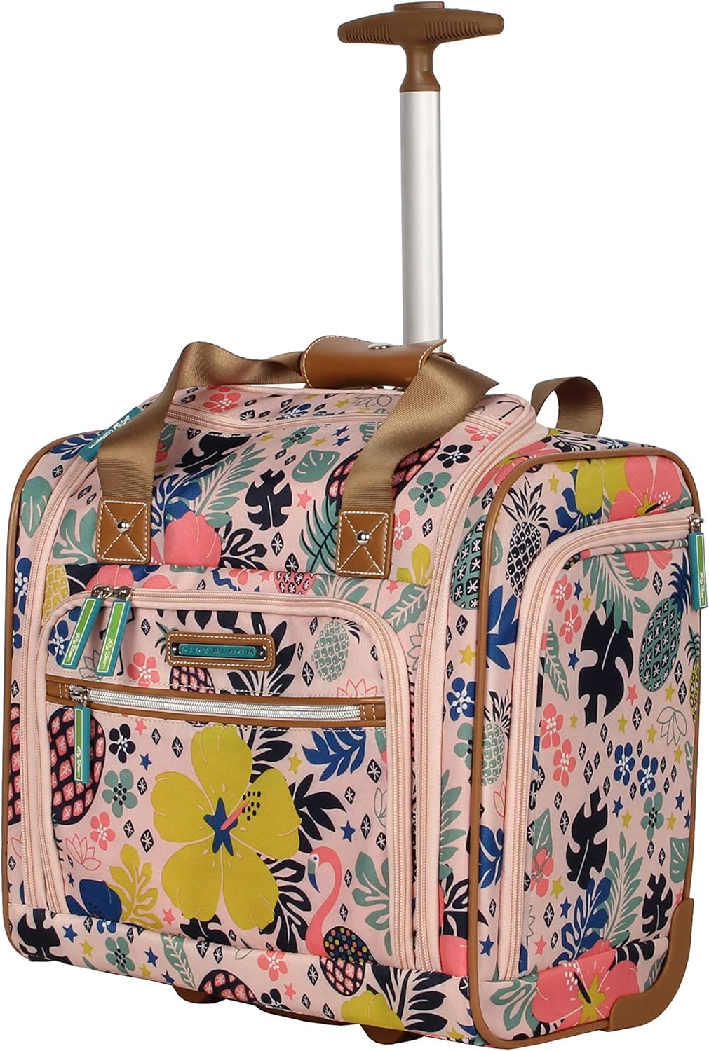 Designer 15 Inch Carry On - Weekender Overnight Business Travel Luggage - Lightweight 2- Rolling Wheels Suitcase - Under Seat Rolling Bag for Women (Furry Friend)