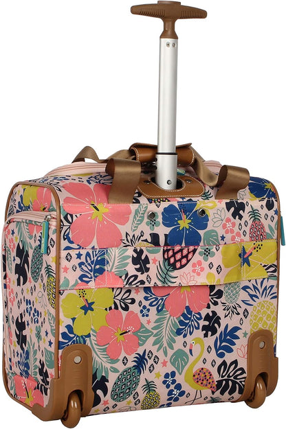Designer 15 Inch Carry On - Weekender Overnight Business Travel Luggage - Lightweight 2- Rolling Wheels Suitcase - Under Seat Rolling Bag for Women (Furry Friend)