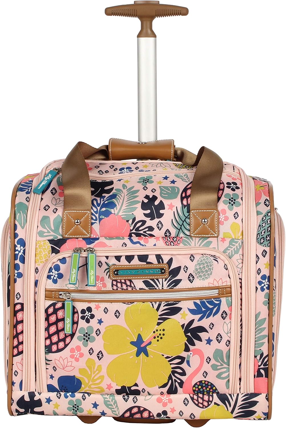 Designer 15 Inch Carry On - Weekender Overnight Business Travel Luggage - Lightweight 2- Rolling Wheels Suitcase - Under Seat Rolling Bag for Women (Furry Friend)