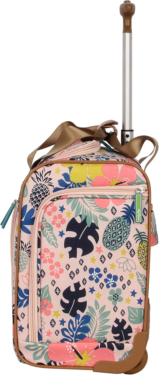 Designer 15 Inch Carry On - Weekender Overnight Business Travel Luggage - Lightweight 2- Rolling Wheels Suitcase - Under Seat Rolling Bag for Women (Furry Friend)