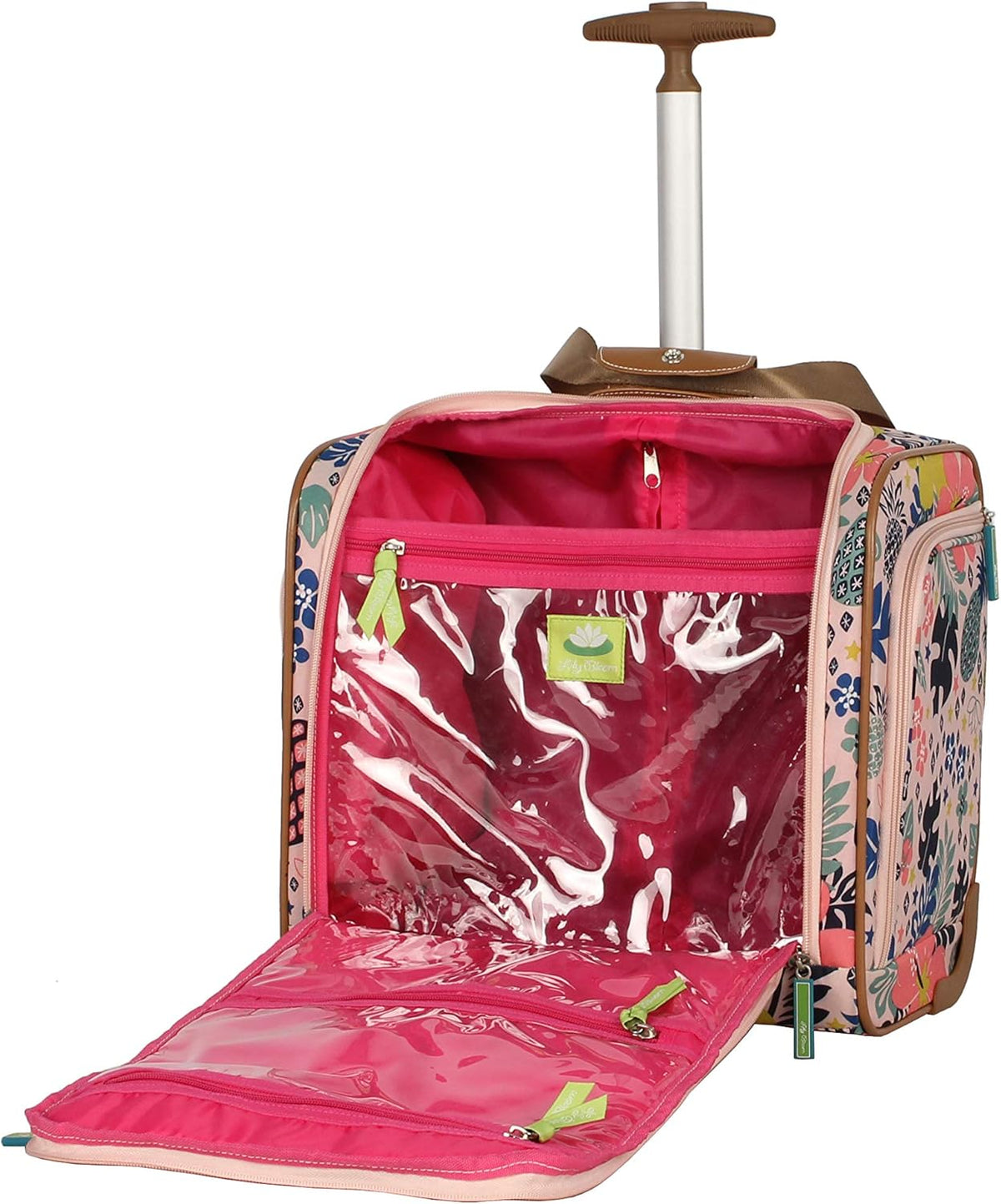 Designer 15 Inch Carry On - Weekender Overnight Business Travel Luggage - Lightweight 2- Rolling Wheels Suitcase - Under Seat Rolling Bag for Women (Furry Friend)
