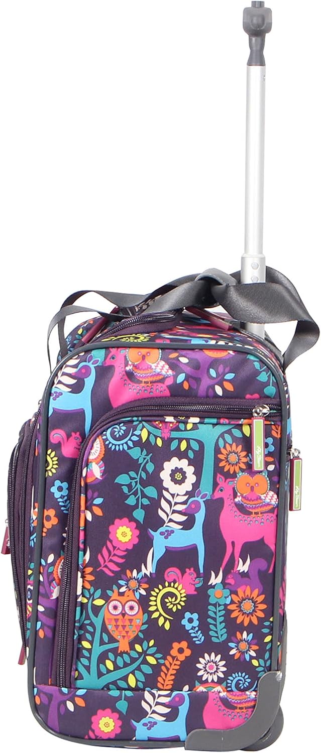 Designer 15 Inch Carry On - Weekender Overnight Business Travel Luggage - Lightweight 2- Rolling Wheels Suitcase - Under Seat Rolling Bag for Women (Furry Friend)