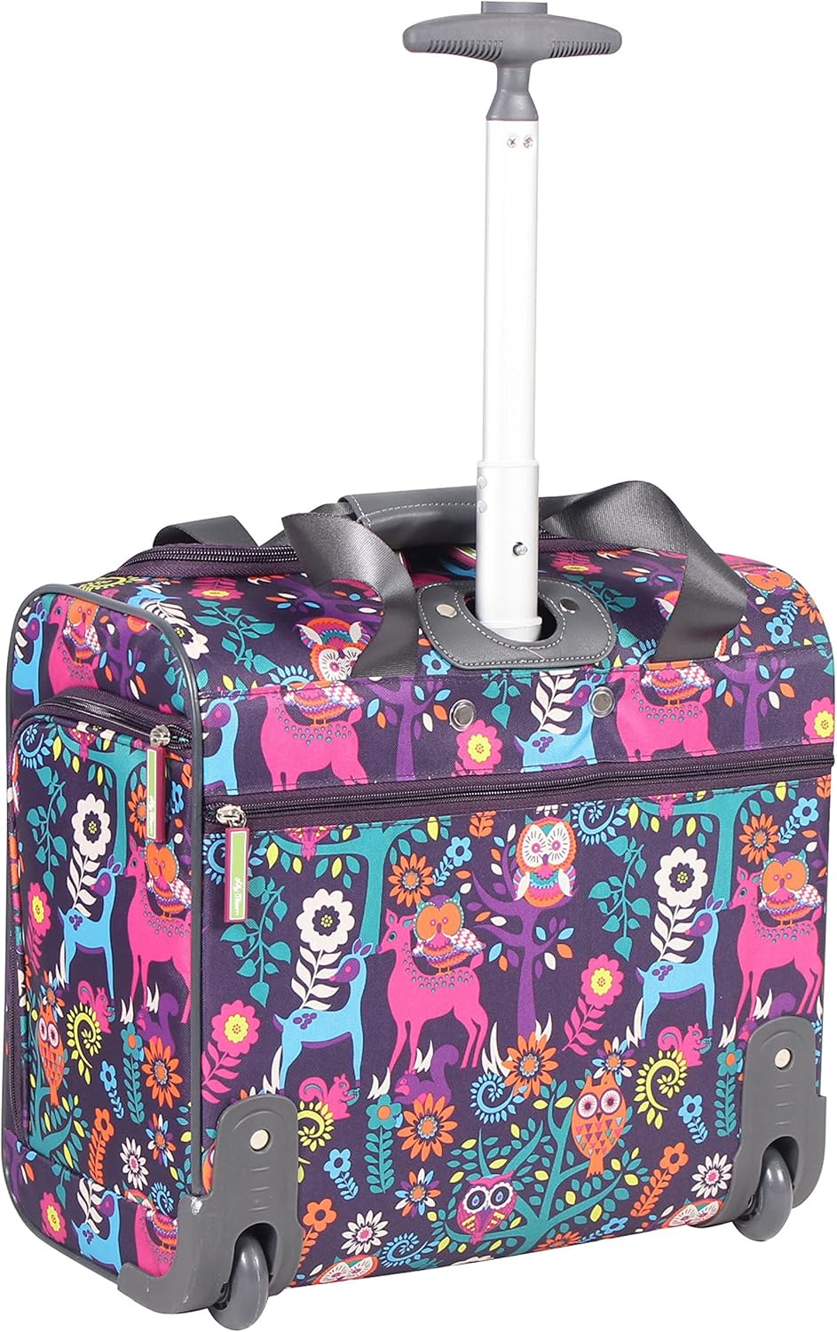 Designer 15 Inch Carry On - Weekender Overnight Business Travel Luggage - Lightweight 2- Rolling Wheels Suitcase - Under Seat Rolling Bag for Women (Furry Friend)