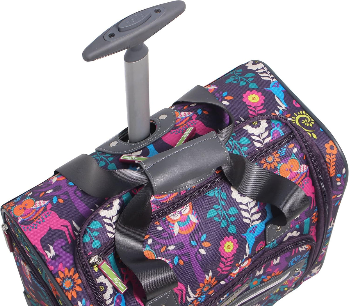 Designer 15 Inch Carry On - Weekender Overnight Business Travel Luggage - Lightweight 2- Rolling Wheels Suitcase - Under Seat Rolling Bag for Women (Furry Friend)