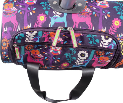 Designer 15 Inch Carry On - Weekender Overnight Business Travel Luggage - Lightweight 2- Rolling Wheels Suitcase - Under Seat Rolling Bag for Women (Furry Friend)