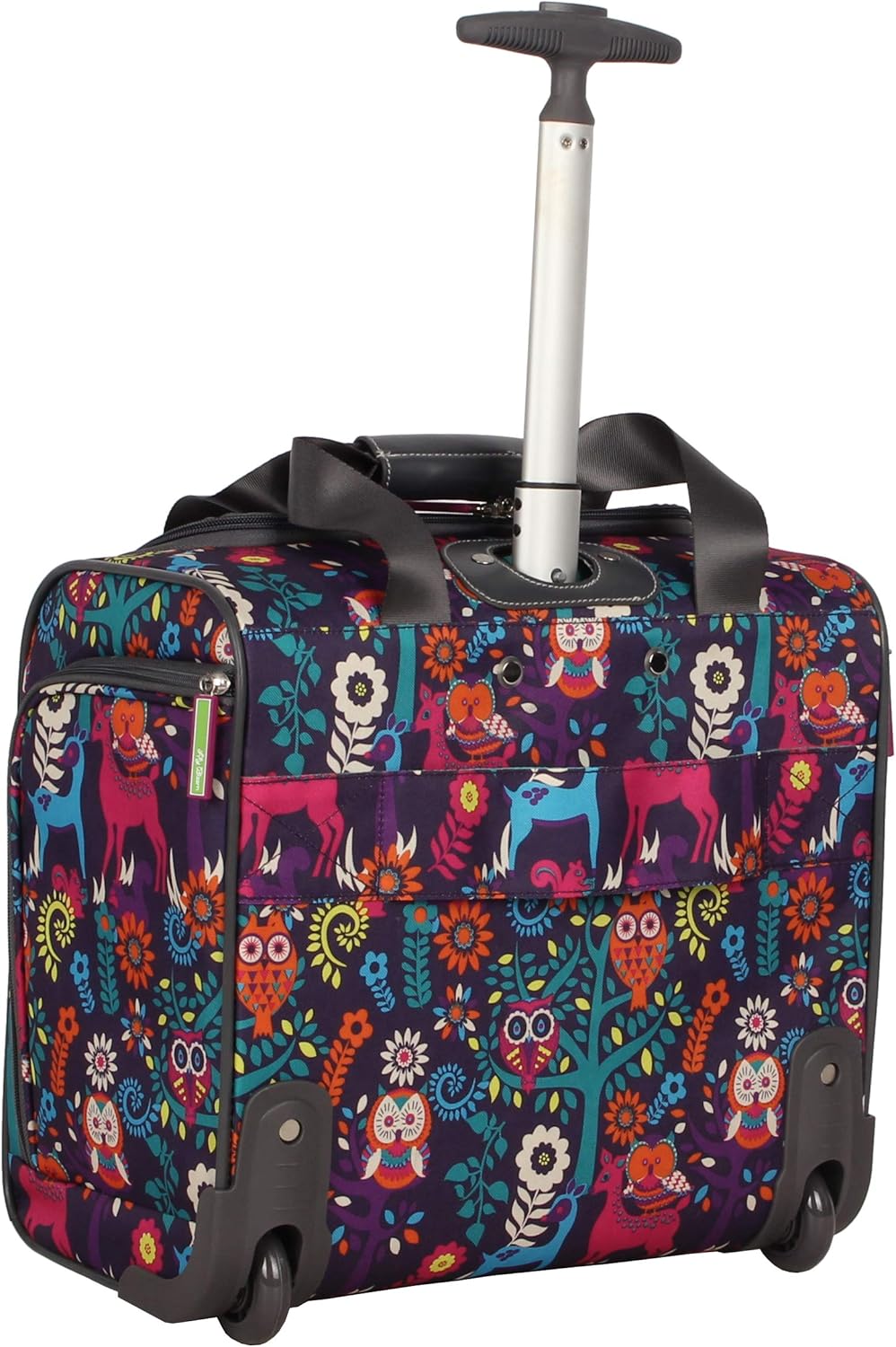 Designer 15 Inch Carry On - Weekender Overnight Business Travel Luggage - Lightweight 2- Rolling Wheels Suitcase - Under Seat Rolling Bag for Women (Furry Friend)