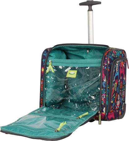 Designer 15 Inch Carry On - Weekender Overnight Business Travel Luggage - Lightweight 2- Rolling Wheels Suitcase - Under Seat Rolling Bag for Women (Furry Friend)