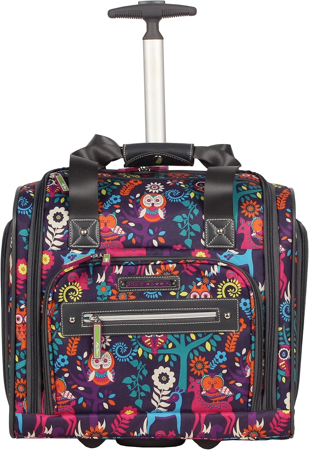 Designer 15 Inch Carry On - Weekender Overnight Business Travel Luggage - Lightweight 2- Rolling Wheels Suitcase - Under Seat Rolling Bag for Women (Furry Friend)