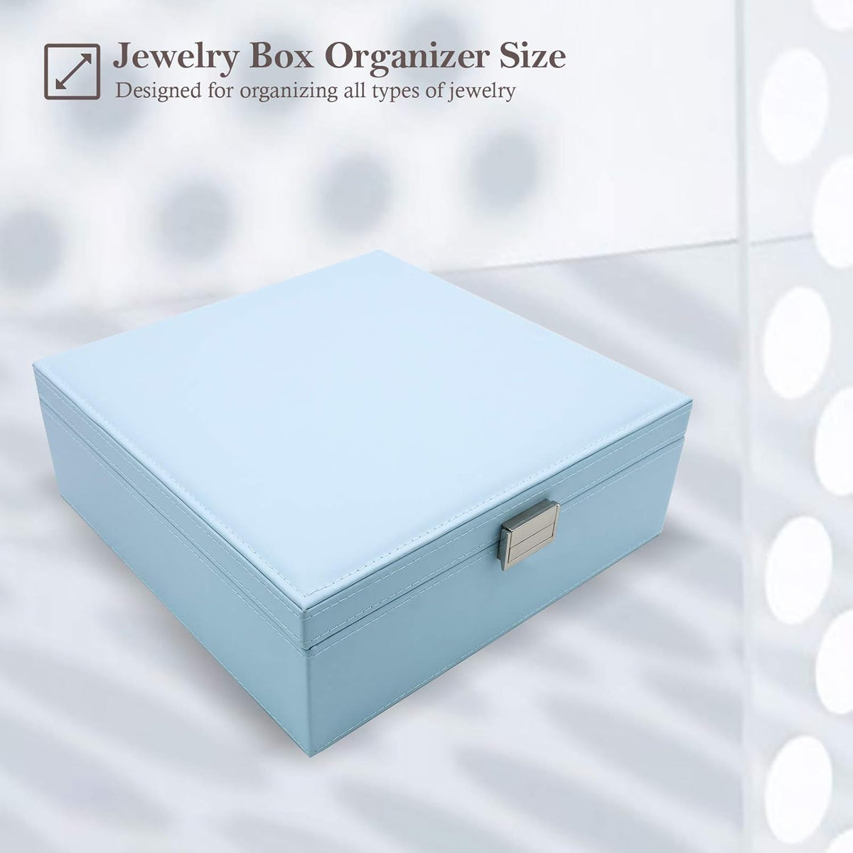 Jewelry Box for Women, 2 Layers Large Leather Jewelry Organizer Storage Case with Removable Pad for Earrings -Black