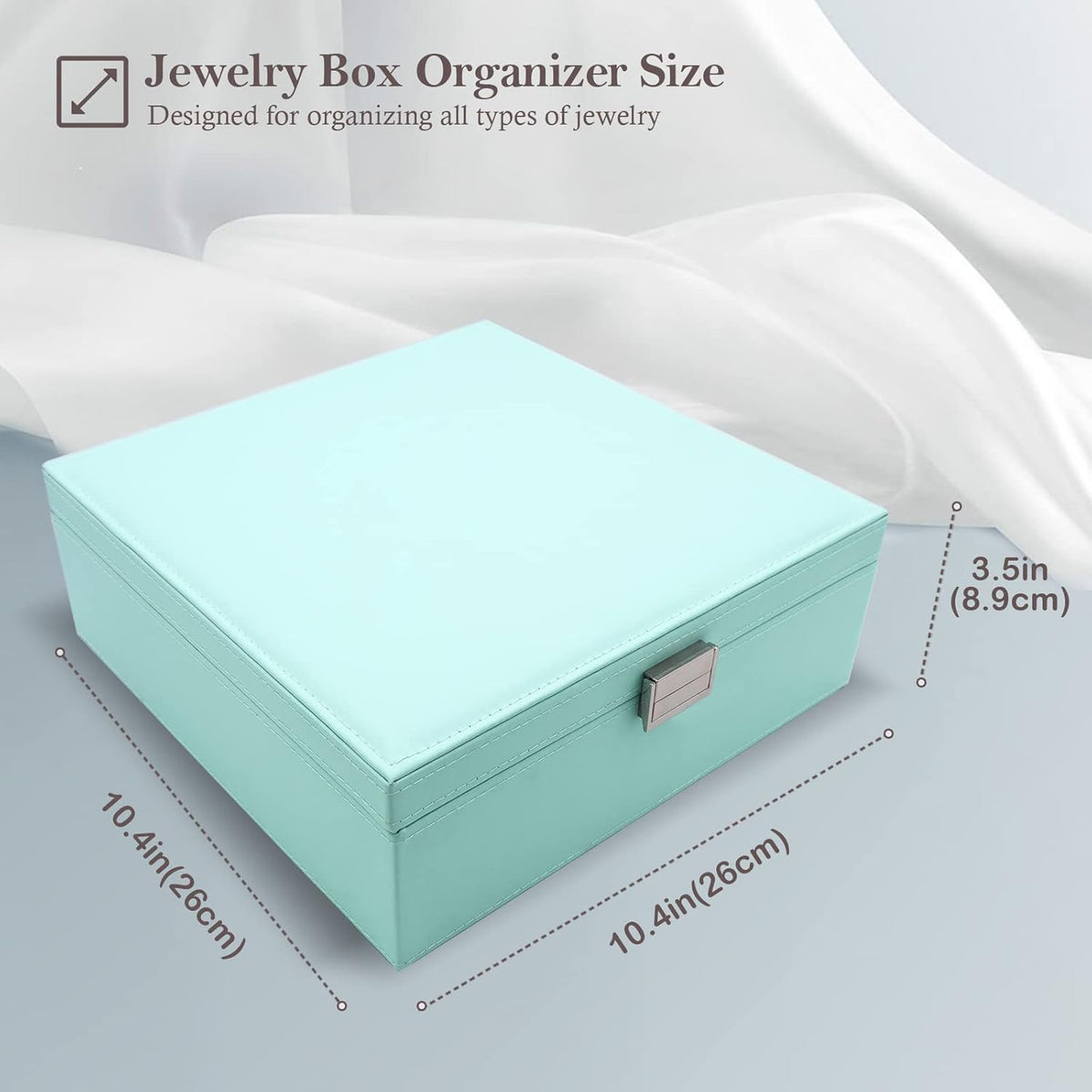 Jewelry Box for Women, 2 Layers Large Leather Jewelry Organizer Storage Case with Removable Pad for Earrings -Black
