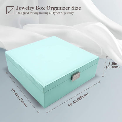 Jewelry Box for Women, 2 Layers Large Leather Jewelry Organizer Storage Case with Removable Pad for Earrings -Black