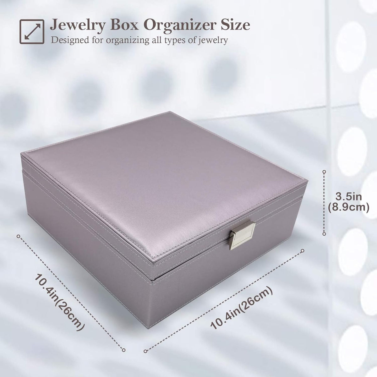 Jewelry Box for Women, 2 Layers Large Leather Jewelry Organizer Storage Case with Removable Pad for Earrings -Black