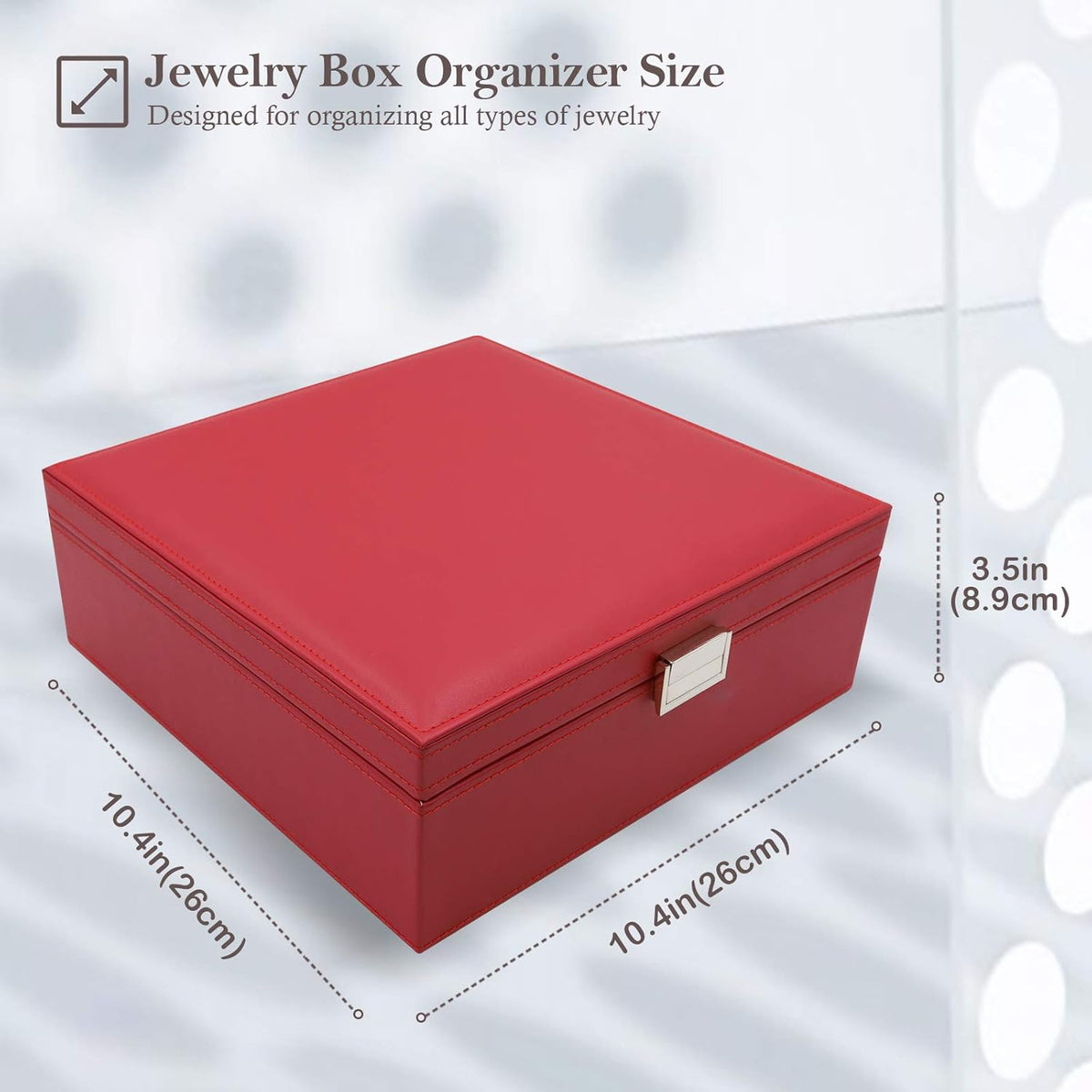 Jewelry Box for Women, 2 Layers Large Leather Jewelry Organizer Storage Case with Removable Pad for Earrings -Black