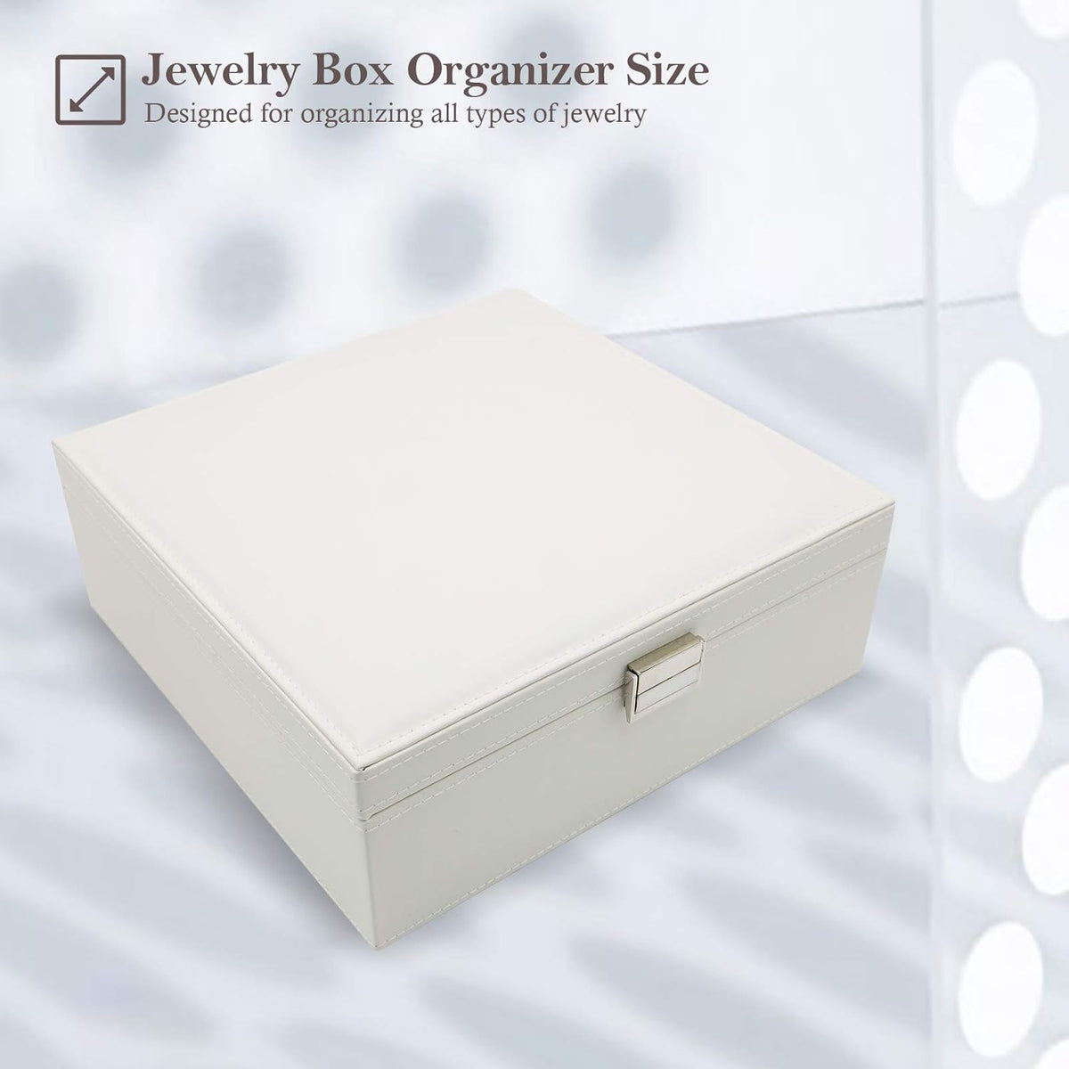Jewelry Box for Women, 2 Layers Large Leather Jewelry Organizer Storage Case with Removable Pad for Earrings -Black