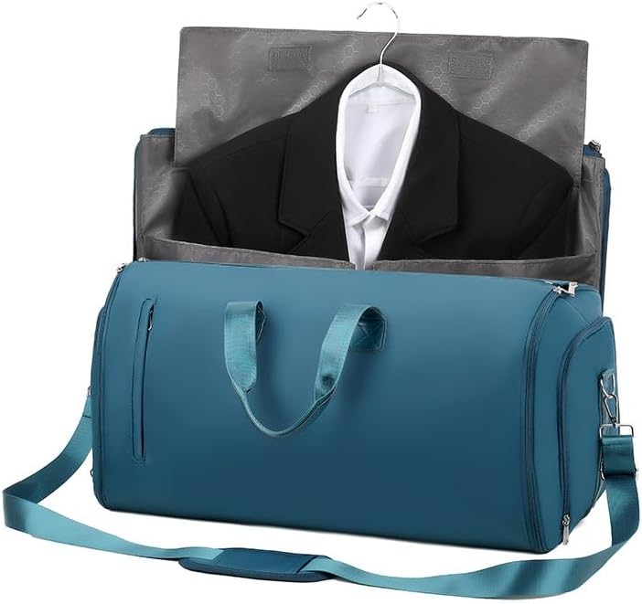 Garment Convertible Bag for Travel，60L Garment Duffle bag ，Travel Carry-on Luggage for Men & Women,2 in 1 Hanging Dress Suitcase Suit + Shoe Compartment Duffle Bag For Weekender Travel (black)