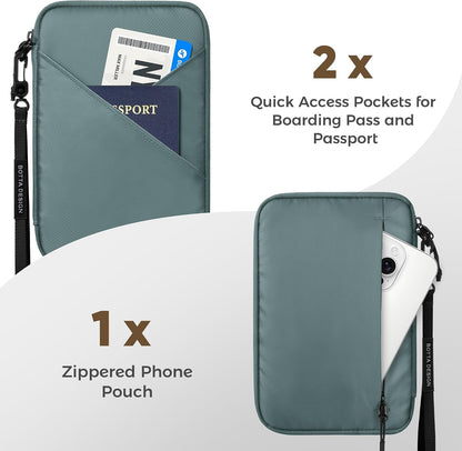 Passport Holder for Travel Women, Family Passport Bag, Travel Document Organizer Case, RFID Blocking Protector Book Wallet for Men, Waterproof Cover Essentials for Credit Cards (Purple, M)