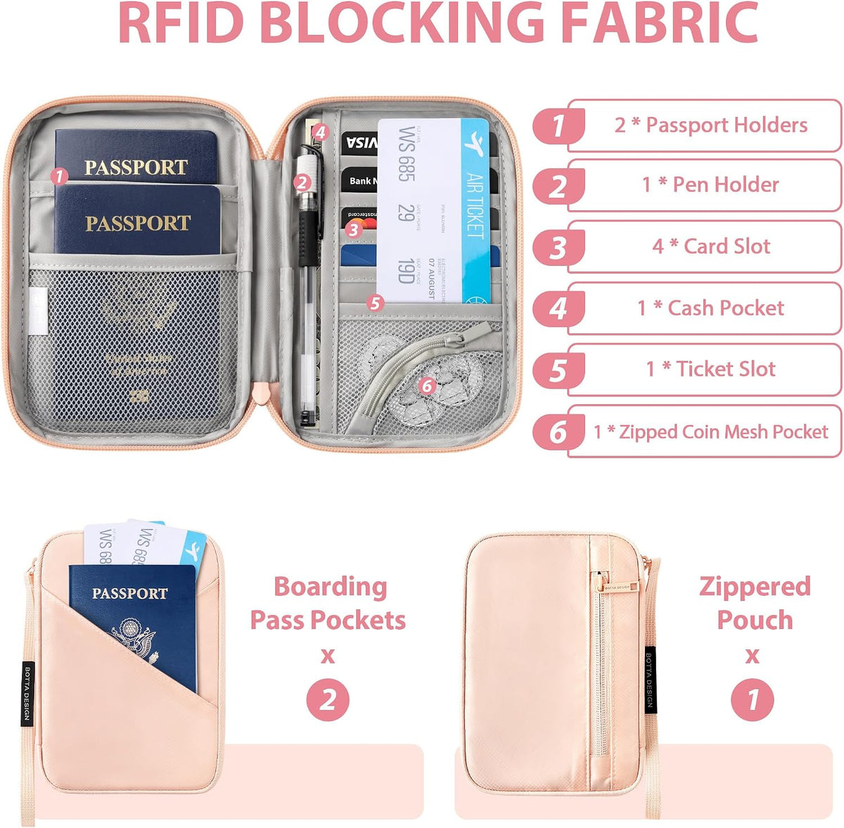 Passport Holder for Travel Women, Family Passport Bag, Travel Document Organizer Case, RFID Blocking Protector Book Wallet for Men, Waterproof Cover Essentials for Credit Cards (Purple, M)