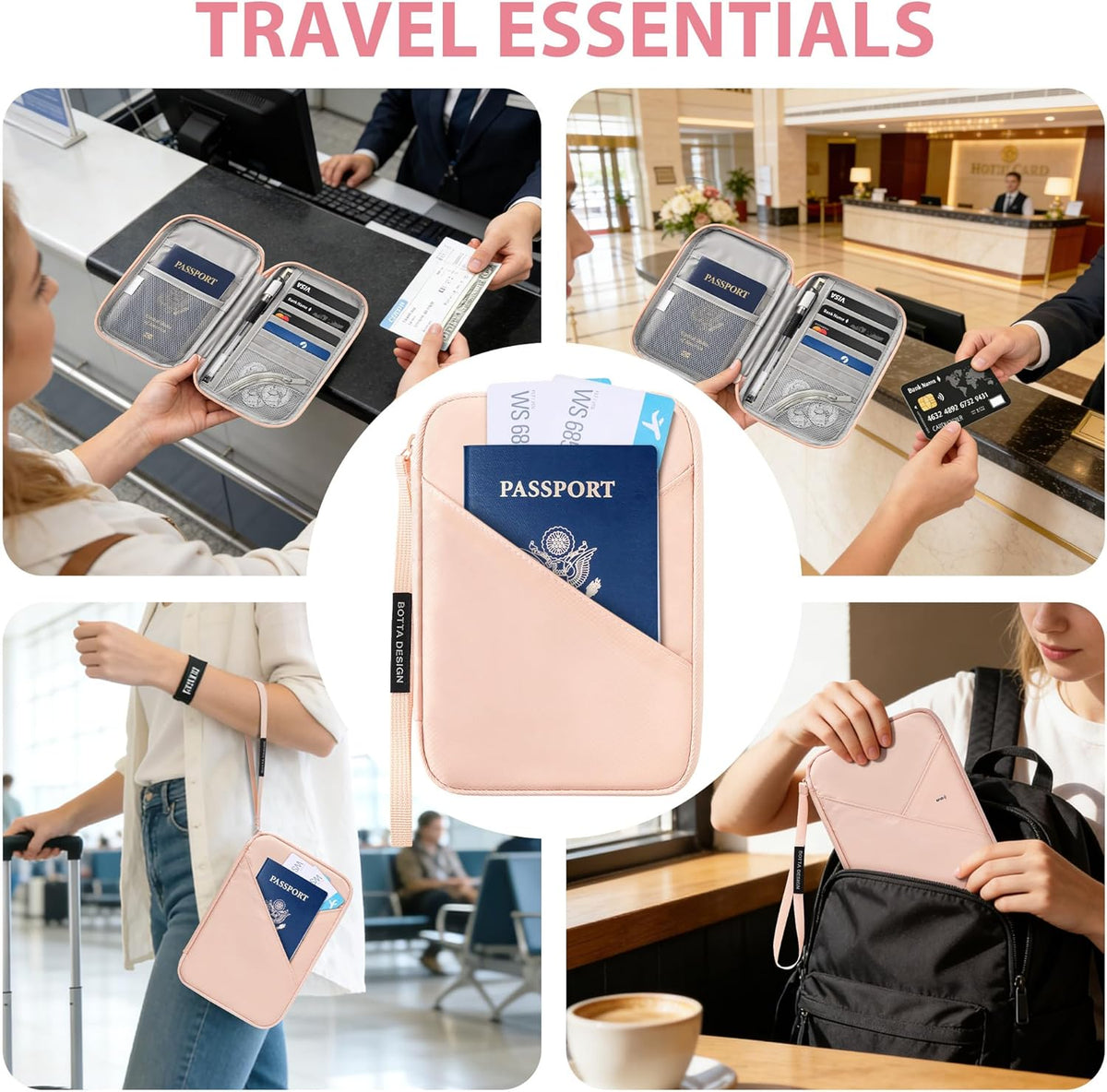 Passport Holder for Travel Women, Family Passport Bag, Travel Document Organizer Case, RFID Blocking Protector Book Wallet for Men, Waterproof Cover Essentials for Credit Cards (Purple, M)