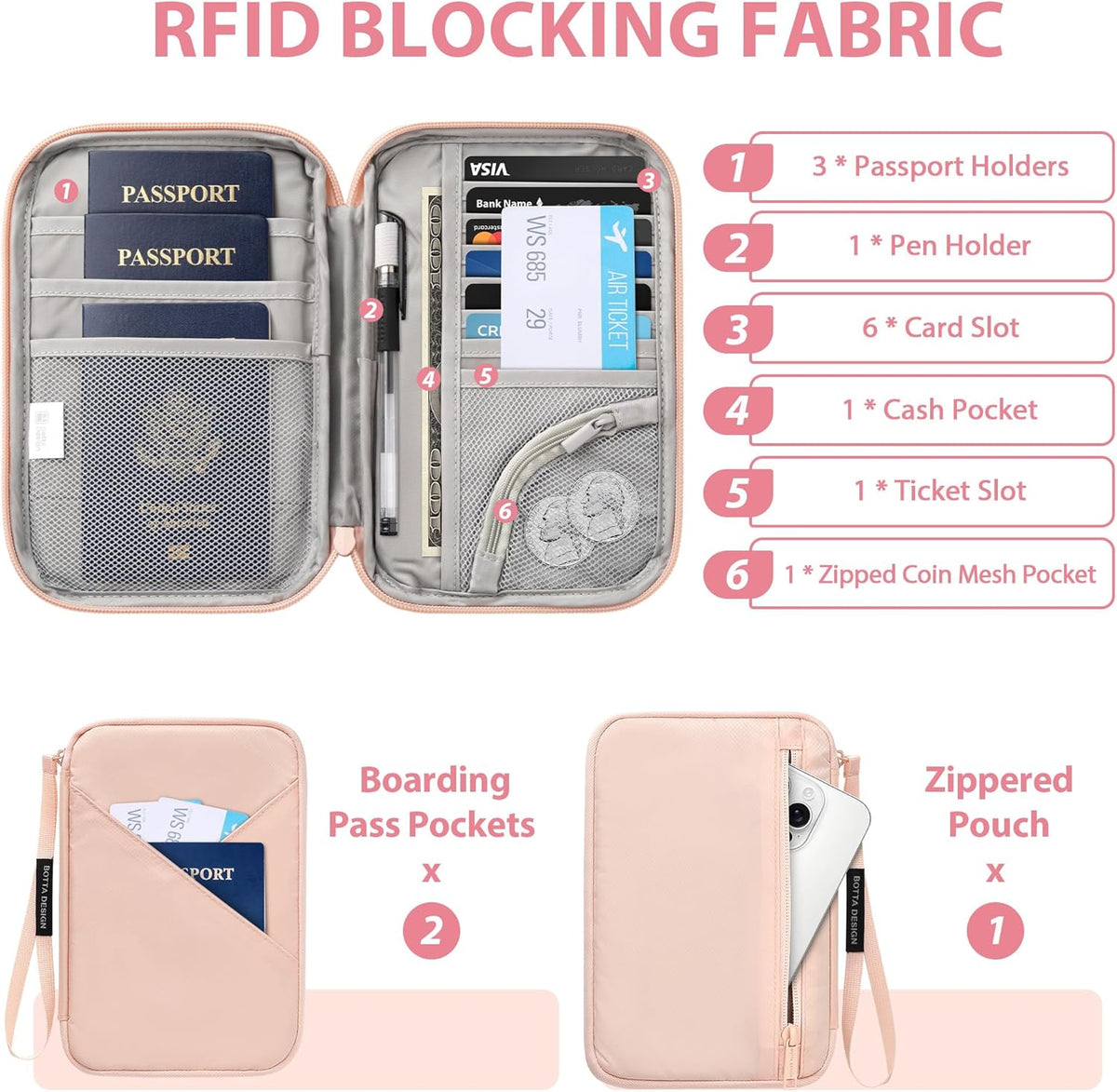 Passport Holder for Travel Women, Family Passport Bag, Travel Document Organizer Case, RFID Blocking Protector Book Wallet for Men, Waterproof Cover Essentials for Credit Cards (Purple, M)