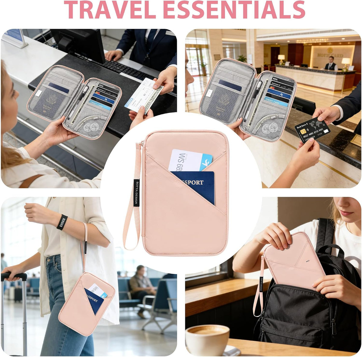 Passport Holder for Travel Women, Family Passport Bag, Travel Document Organizer Case, RFID Blocking Protector Book Wallet for Men, Waterproof Cover Essentials for Credit Cards (Purple, M)