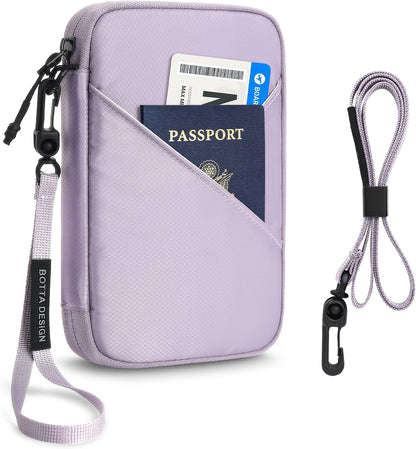 Passport Holder for Travel Women, Family Passport Bag, Travel Document Organizer Case, RFID Blocking Protector Book Wallet for Men, Waterproof Cover Essentials for Credit Cards (Purple, M)
