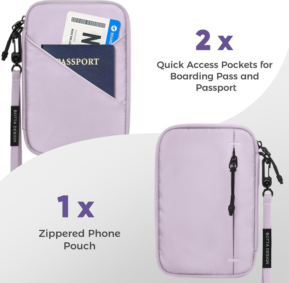 Passport Holder for Travel Women, Family Passport Bag, Travel Document Organizer Case, RFID Blocking Protector Book Wallet for Men, Waterproof Cover Essentials for Credit Cards (Purple, M)