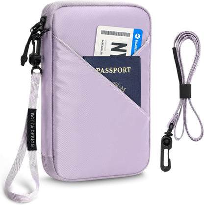 Passport Holder for Travel Women, Family Passport Bag, Travel Document Organizer Case, RFID Blocking Protector Book Wallet for Men, Waterproof Cover Essentials for Credit Cards (Purple, M)