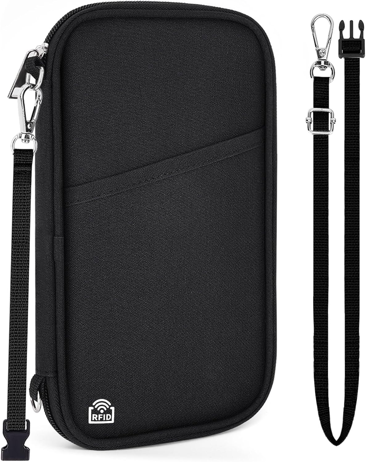 Family Passport Holder for Travel, RFID Blocking Travel Document Organizer with Flexible Carrying Style, Portable Passport Wallet and Essentials for Trip (Grey)