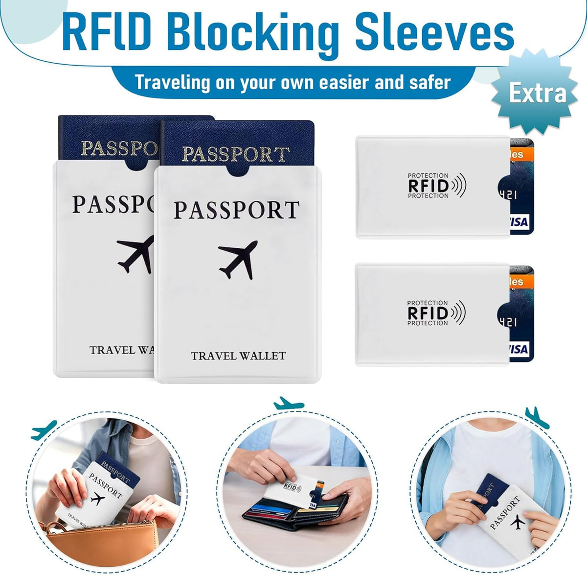 Family Passport Holder for Travel, RFID Blocking Travel Document Organizer with Flexible Carrying Style, Portable Passport Wallet and Essentials for Trip (Grey)