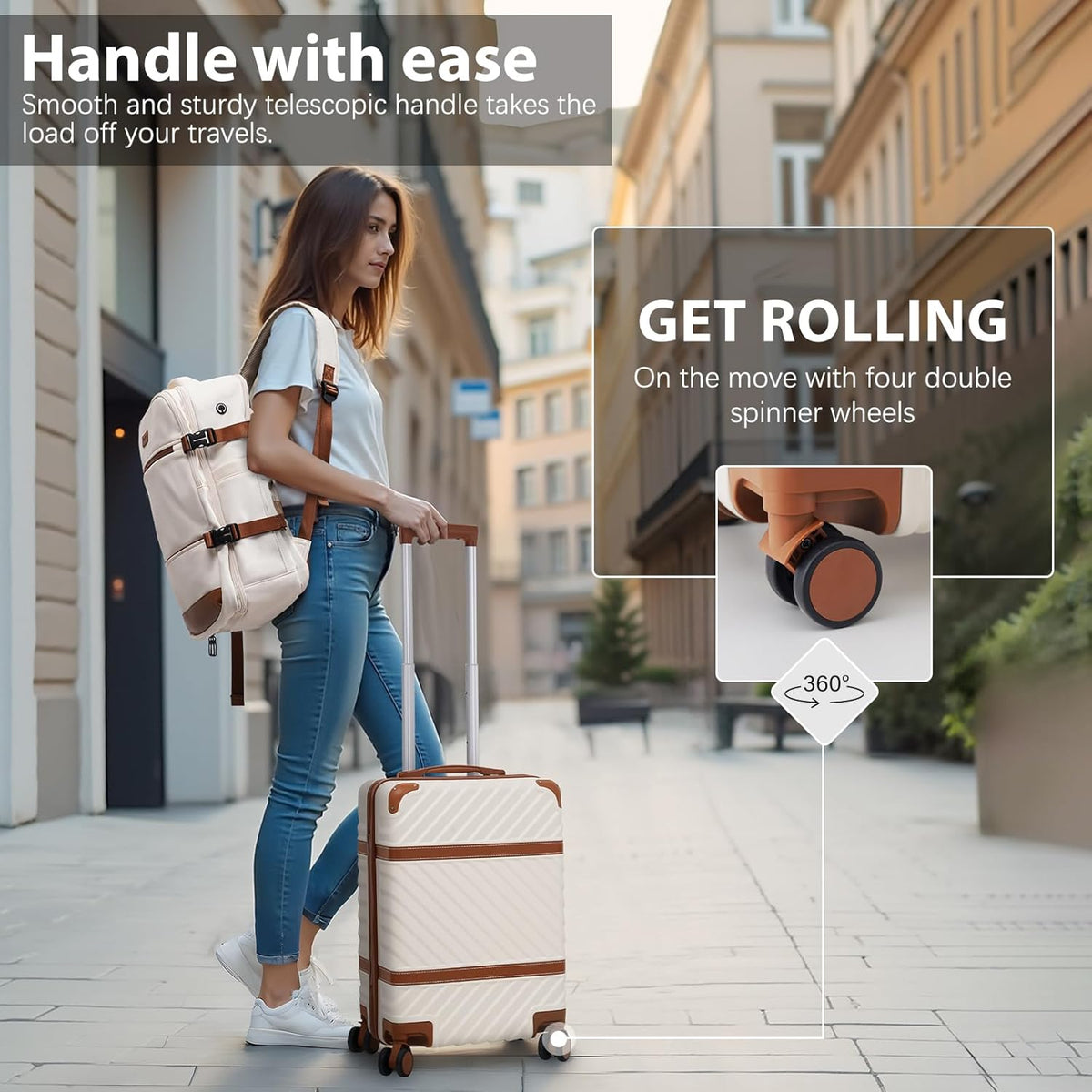Luggage Set Suitcase Carry On Luggage PC Hardshell Luggage TSA Lock Spinner Wheels Telescopic Handle