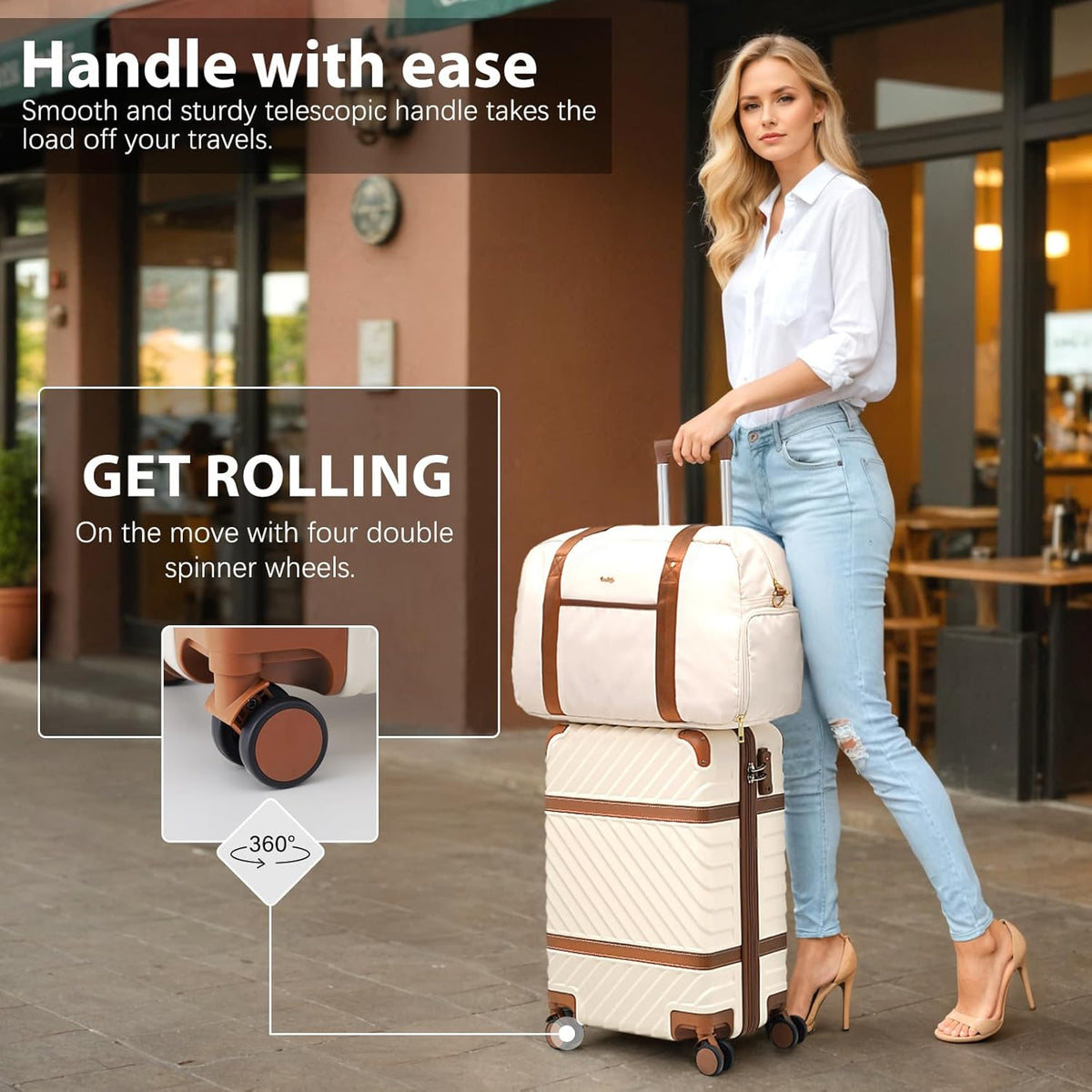 Luggage Set Suitcase Carry On Luggage PC Hardshell Luggage TSA Lock Spinner Wheels Telescopic Handle