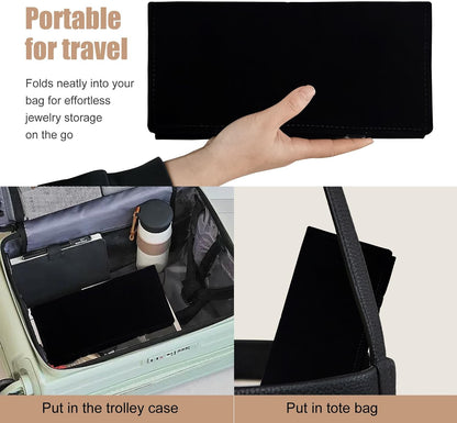 Travel Jewelry Roll Bag Portable Organizer Pouch With Grids&PVC Cover Storage Bags for Necklace, Bracelet, Bracelet,Ring, Badge, Pendant
