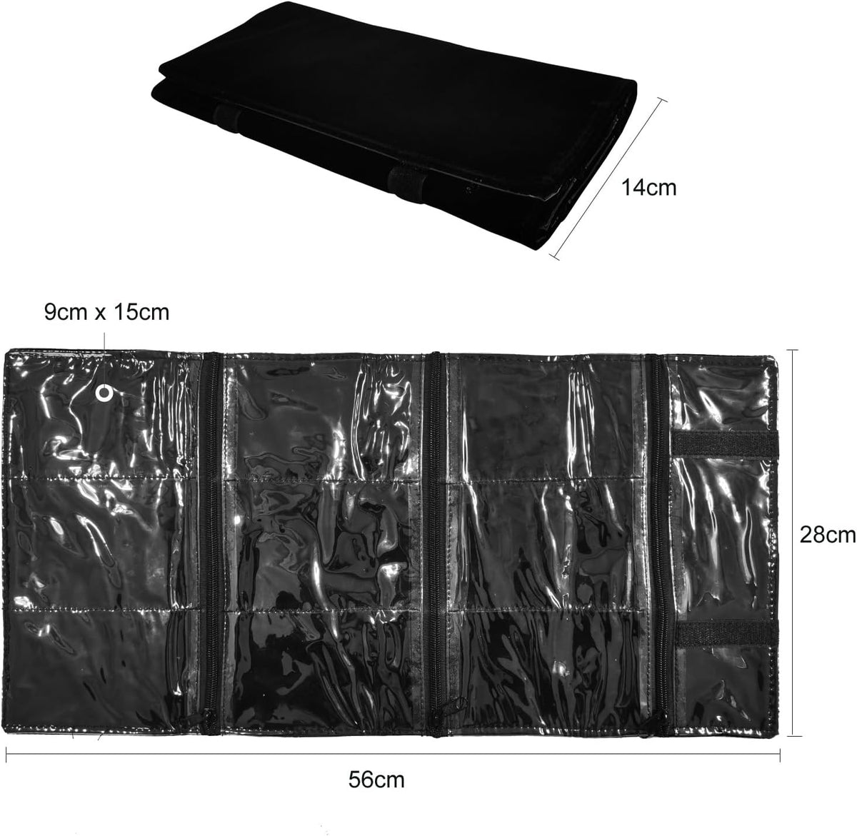 Travel Jewelry Roll Bag Portable Organizer Pouch With Grids&PVC Cover Storage Bags for Necklace, Bracelet, Bracelet,Ring, Badge, Pendant