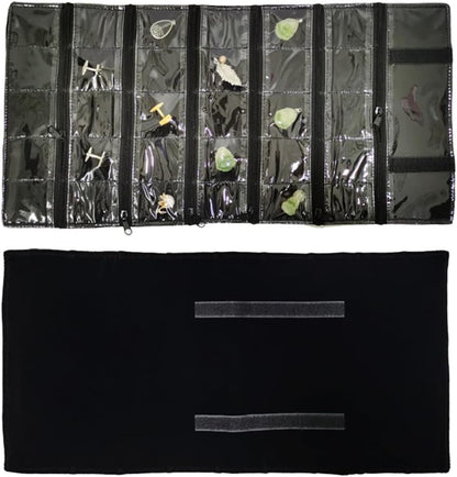 Travel Jewelry Roll Bag Portable Organizer Pouch With Grids&PVC Cover Storage Bags for Necklace, Bracelet, Bracelet,Ring, Badge, Pendant
