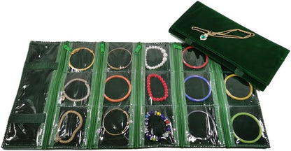 Travel Jewelry Roll Bag Portable Organizer Pouch With Grids&PVC Cover Storage Bags for Necklace, Bracelet, Bracelet,Ring, Badge, Pendant