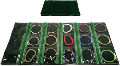 Travel Jewelry Roll Bag Portable Organizer Pouch With Grids&PVC Cover Storage Bags for Necklace, Bracelet, Bracelet,Ring, Badge, Pendant