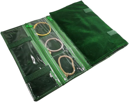 Travel Jewelry Roll Bag Portable Organizer Pouch With Grids&PVC Cover Storage Bags for Necklace, Bracelet, Bracelet,Ring, Badge, Pendant