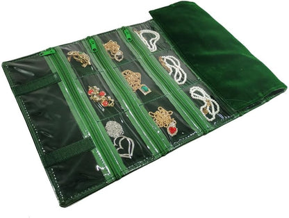 Travel Jewelry Roll Bag Portable Organizer Pouch With Grids&PVC Cover Storage Bags for Necklace, Bracelet, Bracelet,Ring, Badge, Pendant