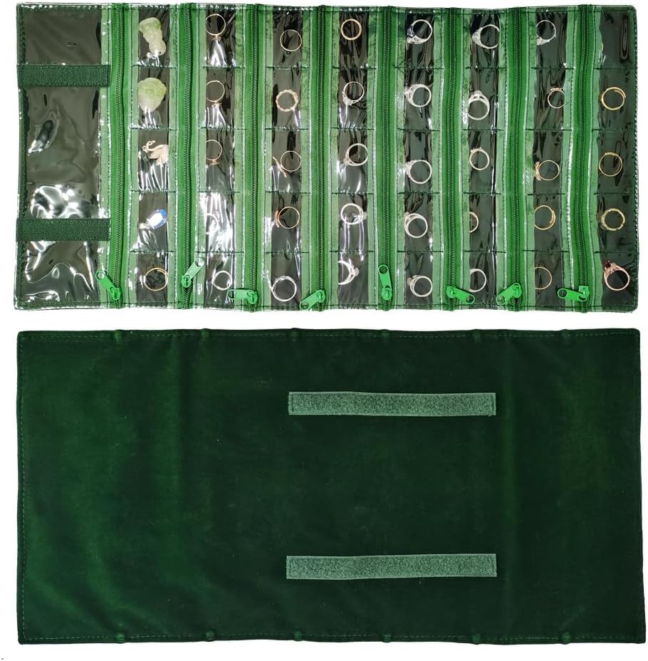 Travel Jewelry Roll Bag Portable Organizer Pouch With Grids&PVC Cover Storage Bags for Necklace, Bracelet, Bracelet,Ring, Badge, Pendant