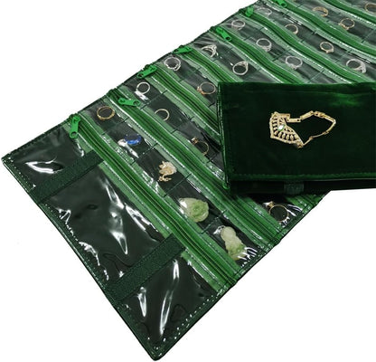 Travel Jewelry Roll Bag Portable Organizer Pouch With Grids&PVC Cover Storage Bags for Necklace, Bracelet, Bracelet,Ring, Badge, Pendant