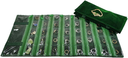 Travel Jewelry Roll Bag Portable Organizer Pouch With Grids&PVC Cover Storage Bags for Necklace, Bracelet, Bracelet,Ring, Badge, Pendant