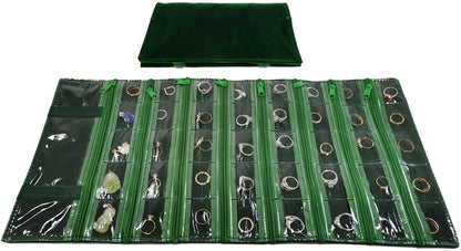 Travel Jewelry Roll Bag Portable Organizer Pouch With Grids&PVC Cover Storage Bags for Necklace, Bracelet, Bracelet,Ring, Badge, Pendant