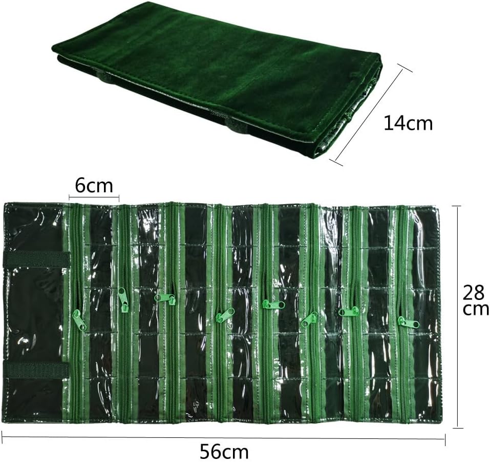 Travel Jewelry Roll Bag Portable Organizer Pouch With Grids&PVC Cover Storage Bags for Necklace, Bracelet, Bracelet,Ring, Badge, Pendant