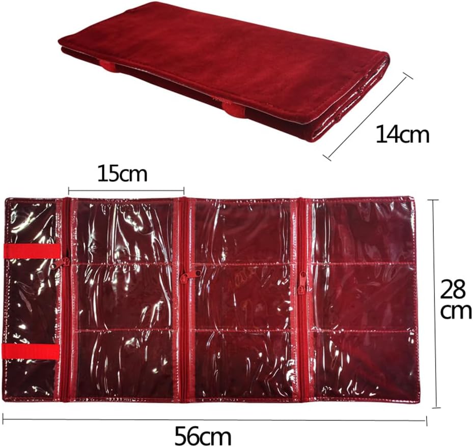 Travel Jewelry Roll Bag Portable Organizer Pouch With Grids&PVC Cover Storage Bags for Necklace, Bracelet, Bracelet,Ring, Badge, Pendant