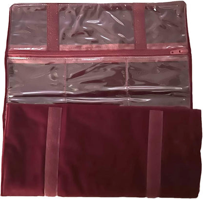 Travel Jewelry Roll Bag Portable Organizer Pouch With Grids&PVC Cover Storage Bags for Necklace, Bracelet, Bracelet,Ring, Badge, Pendant