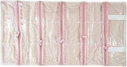Travel Jewelry Roll Bag Portable Organizer Pouch With Grids&PVC Cover Storage Bags for Necklace, Bracelet, Bracelet,Ring, Badge, Pendant