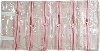 Travel Jewelry Roll Bag Portable Organizer Pouch With Grids&PVC Cover Storage Bags for Necklace, Bracelet, Bracelet,Ring, Badge, Pendant