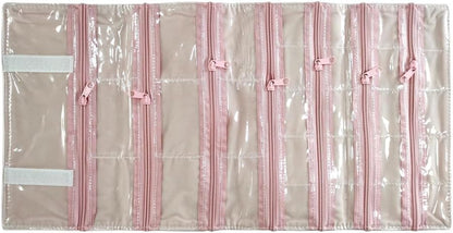 Travel Jewelry Roll Bag Portable Organizer Pouch With Grids&PVC Cover Storage Bags for Necklace, Bracelet, Bracelet,Ring, Badge, Pendant