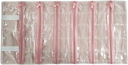 Travel Jewelry Roll Bag Portable Organizer Pouch With Grids&PVC Cover Storage Bags for Necklace, Bracelet, Bracelet,Ring, Badge, Pendant